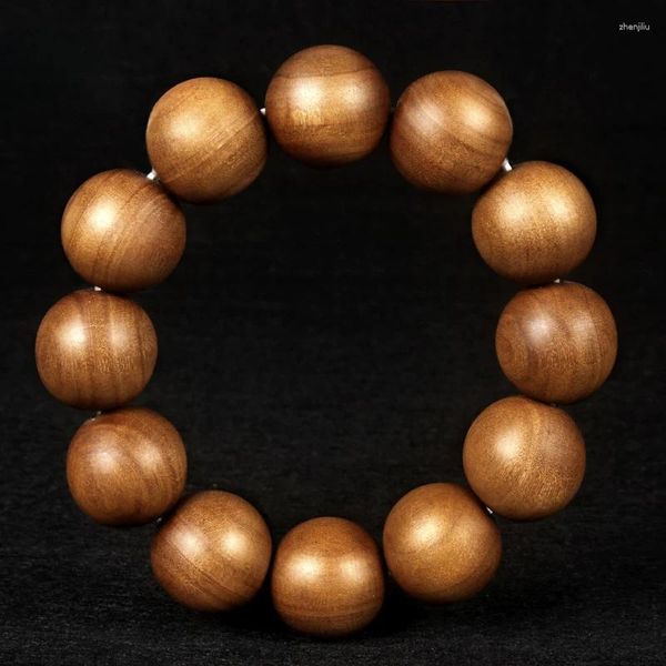 Strand Laoshan sandelhout armband met zwart vlees ondergedompelde kralen Boeddha vrouwelijk mannelijk