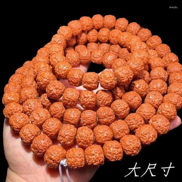 Pulsera de cuentas Bodhi con textura de escamas de dragón de carne completa de Rudraksha de gran tamaño de 15 mm