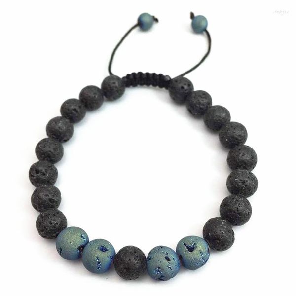 Strand Lava Stone Beads Tiger Eye Spar Bouddha Perlé Bracelet Pour Femmes Charme Réglable Naturel Bracelets Hommes Bijoux