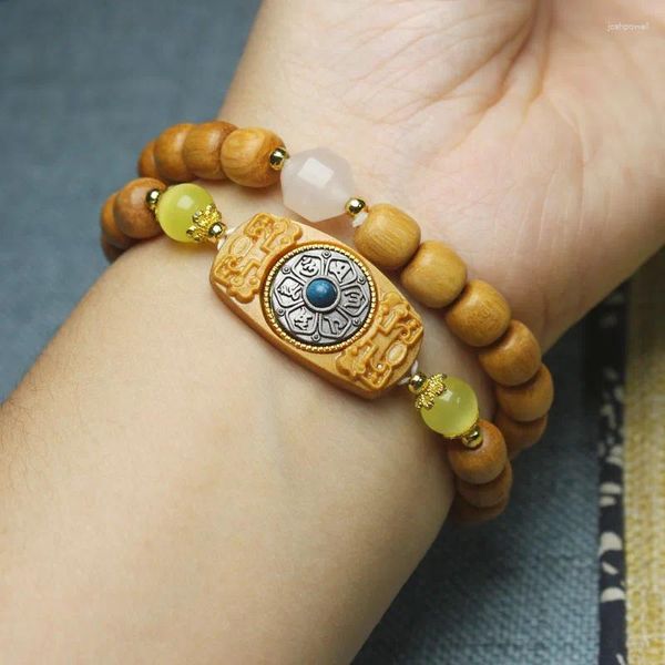 Strand Streaming Indonesia Sandalwood Bead Oldly Styled 8 mm de doble capa pulsera