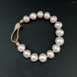 STRAND LJHMY B012932 8 "Natuurlijke paarse Keshi Pearl -armband Cz Clasp