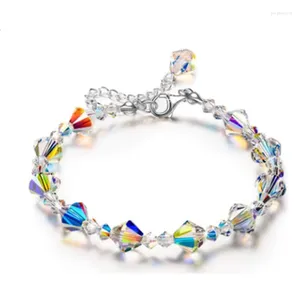 Strand Lovely Coloful Crystal Glass Stone Bededs Bracelets Women Fashion Sweet Reiki Healing Energy Bangles Girls Bijoux Cadeau