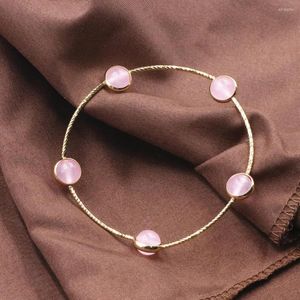 STRAND Mooie roze kralen armband voor vrouwen meisje uniek handgemaakt ornament natuursteen jades bangle armbanden pols sieraden 7.5 