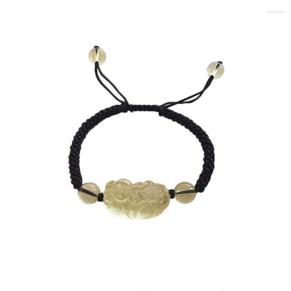 Bracelet porte-bonheur Citrine Pi Xiu, pour hommes et femmes, Couple, fait à la main, tissé, sangle de transport en cristal