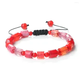 Strand Lucky Prière Rouge Rayé Agate Pierre Naturelle Tissage Bracelets Femmes Hommes Charme À La Main Guérison Oeil De Tigre Perles Bracelet Bijoux