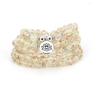 Strand Lichtgevende Armband 108 Koffer Kralen Voor Vrouw Glow In The Dark Met Lotus Om Buddha Charm Yoga Sieraden 2023 Gift