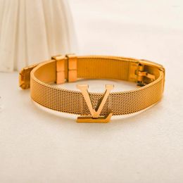 Strand luxe 18K or lettre Bracelet mode amour charme cadeau parfait haute qualité en acier inoxydable mariage voyage concepteur