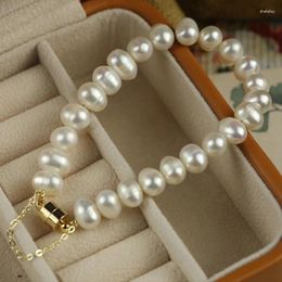 Bracelet de luxe en perles d'eau douce, grandes perles réglables, Bracelets porte-bonheur, bijoux cadeau, chaîne à main Vintage française, cadeaux