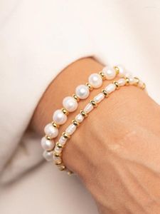 Strand Luxe Natuurlijke Parel Kralen Armband Echte Parels Sieraden Voor Vrouwen Hoge Kwaliteit Gouden Plaat Kralen Armbanden Sieraden Pulseras