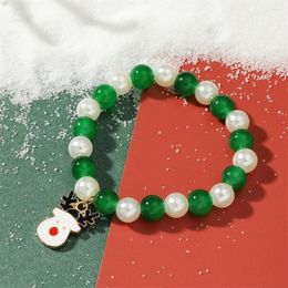 STRAND LXY-W vintage mode 2023 Red Green kralen Cartoon Christmas Tree Elk Bracelet For Women Boho Festival Girl's Gift Sieraden