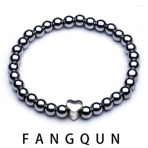 Bracelet magnétique brin pour femmes hommes perles hématite pierre thérapie soins de santé aimant coeur breloque bijoux de mode