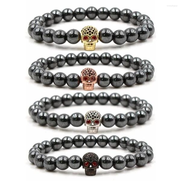 Bracelet en alliage de crâne d'hématite magnétique pour hommes et femmes, Bracelet Chakra, tête de magnétite haute puissance, bracelets de guérison pour femmes