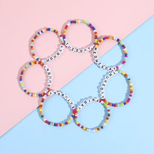 Strand Makersland Enfants Bracelet Perles Colorées Forme Du Lundi Au Dimanche Alphabet PerlesCute Bijoux Cadeaux Pour Les Filles Usine En Gros