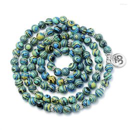 Bracelet en pierre de Malachite, 108 perles, 8mm, Bracelets de Yoga, couleur de luxe, religieux, pour hommes et femmes, bijoux, vente en gros