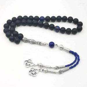 STRAND MAN'S BRACELETS NATUURLIJKE FORTED ZWARTE AGATES MET LAPIS LAZULI kralen Tasbih Geschenk Islam Misbaha Onxy Prayer 33 66 99Beads