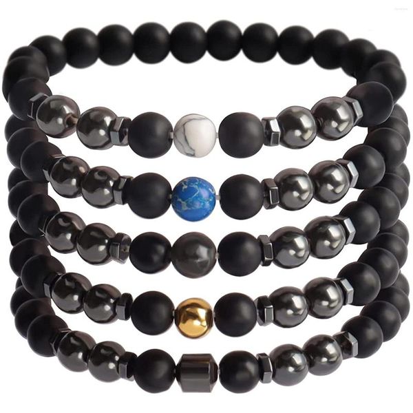 Strand Matte Onyx Perlé Stretch Bracelet Cheville Femmes Hématite Magnétique Pierre Précieuse Anti Thérapie Bracelet Pour La Guérison Chakra Perte De Poids