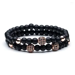 Strand Matte Steen Heren Armband Hoge Kwaliteit Natuurlijke Hoofd Kraal Voor Mannen Charm GoldenBlack Elastische Armbanden Gift