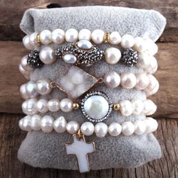 STRAND MD -ontwerper Boho Pearl kralen Bracelet Freshwater 5pc armbanden Sets voor vrouwen sieraden Gift Dropship