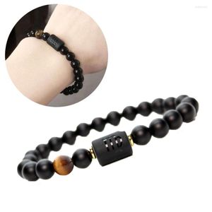 STRAND MEN's Bracelet Twaalf Constellations Natural Black Agate Elastische Bead For Women Man Charm Jewelry Male Cadeau