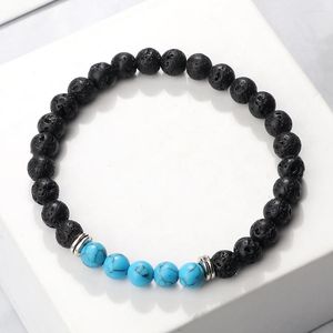 Strand Hommes Bracelet 6mm Roche Volcanique Naturelle Oeil De Tigre Pierre Perles Bracelets Femmes Yoga Bracelet Bleu Turquoises Bijoux Main Chaîne Cadeau