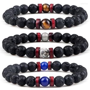 Strand Men Bracelet Natural Chakra Lava Stone Moonstone Beaded Tibetan Buddha Charm Pulseras para mujeres joyería de moda Pulseras regalos