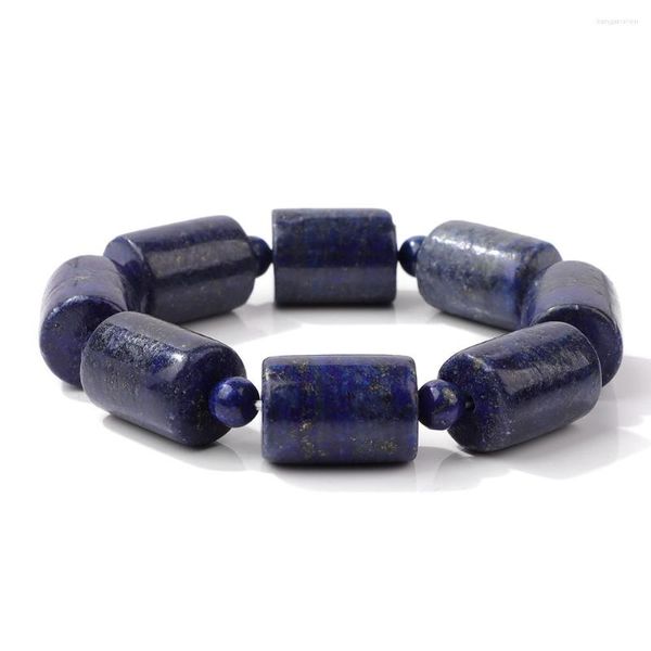 Strand Hommes Lapis Lazuli Bracelet Forme Cylindrique Perles Bracelets Pour Femme À La Main Pierre Naturelle Bracelets Yoga Brave Energy Bijoux