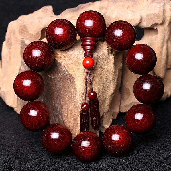 Pulsera budista de madera de agar para hombre, cuentas de hoja de sándalo rojo, cadena de mano, escamas de pescado, parte inferior, venta al por mayor