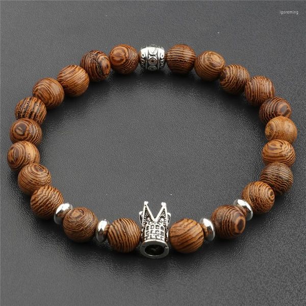 Pulseras cruzadas de cuentas de madera Natural para hombre, pulsera de cuentas de oración para meditación de ónix, joyería de Yoga de madera para mujer, hombre MR1171