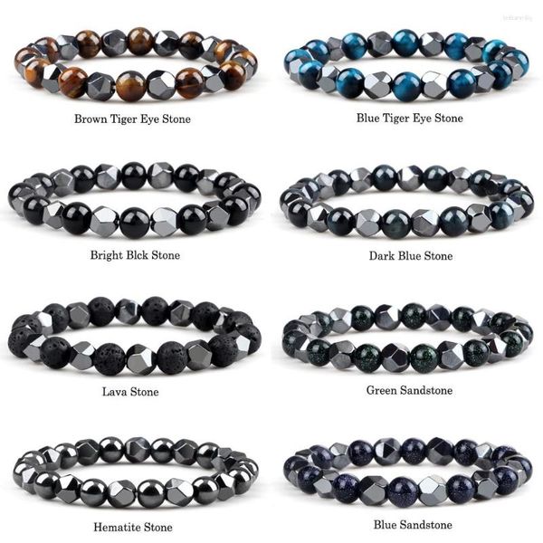 Bracelets pour les yeux pour l'hématite pour hommes pour hommes artisanaux Perles de grès en pierre de lave naturelle braceletbangle des femmes bijoux de yoga