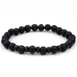 Strand Bracelet en pierre volcanique pour hommes, cristal de guérison réglable, équilibrage d'énergie de Yoga pour la méditation