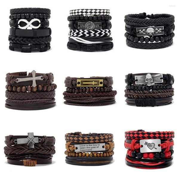 Combinaison de bracelets tissés pour hommes, vente en gros, accessoires en alliage, bricolage pour femmes