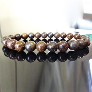 Strand MG1200 8mm Véritable BRONZITE Perle Bracelet Pour Hommes Pierre À La Main Perlé Braceelt Mala Energy