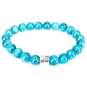 Strand MG1666 Mode Sagittaire Zodiaque Bracelet Femme 8 MM AAA Grade Apatite Énergie Poignet Mala Naturel Fait Main Pierres Précieuses Bijoux