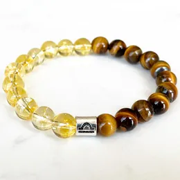 Strand MG1693 Bracelet du zodiaque Balance pour femme 8 mm cristal jaune citrine oeil de tigre pierre énergie poignet Mala bijoux en pierres précieuses naturelles