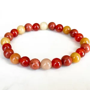 Strand Mg1710 Bracelet du zodiaque f￩minin 8 mm Myanmar Jade Red Jasper Carnelian Chakra Perles de poigne