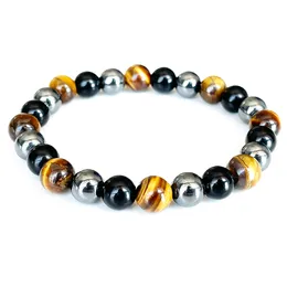 Strand MG1716 Aquarius Zodiac Bracelet 8 MM Tiger Eye Stone Black Tourmaline Hematite Chakra Poignet Mala Bijoux en pierres précieuses naturelles