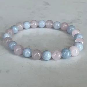 STRAND MG1720 Dames Steenbok Zodiac Bracelet 8 mm Madagascar Rose Quartz Aquamarine Chakra Pols Mala Natuurlijke edelsteen sieraden