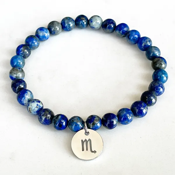 Strand MG1743 Bracelet du zodiaque Scorpion pour femme 6 mm Lapis Lazuli Chakra Yoga Poignet Mala Bijoux en pierres précieuses naturelles faites à la main