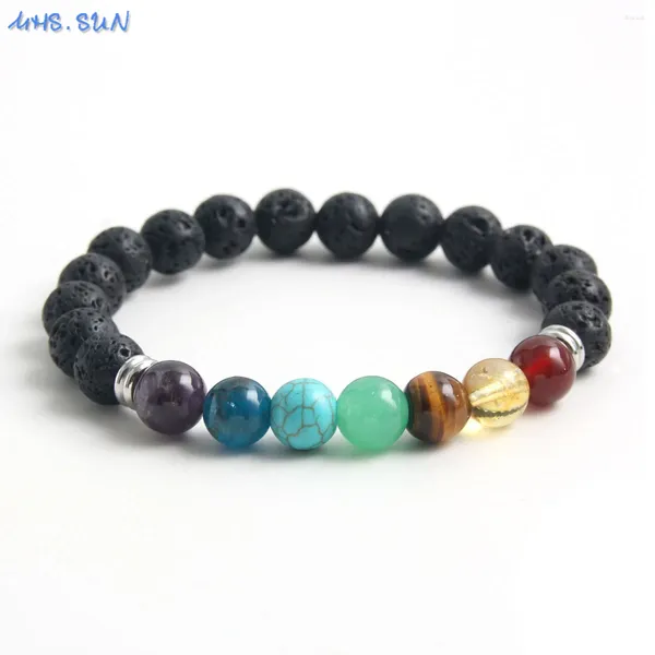 Strand MHS. Sun Chakra Pulsera Natural Apatita Turquesa Aventurina Healización Tigre Mandala Mandala Yoga Joya de joyas