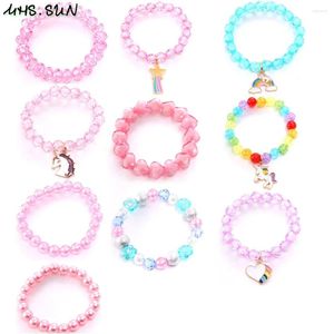 Strand MHS.Sun Elastic acrylique perles bracelet charmes pendentif filles bracelets de bébé perles de mode colorée pour enfants 10pc