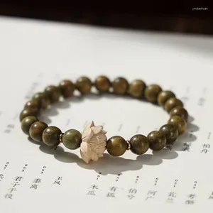 Bracelet en bois de santal vert parfumé au lait, bonne chance, fleur de Lotus, perles de bouddha culturelles et ludiques, cercle unique artistique