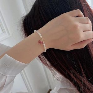 Strand Minar Leuke Rijst Zoetwaterparel Kralen Armband Voor Vrouwen Groothandel Roze Rode Kleur Natuursteen Kristal Cherry Charm Armbanden