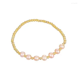 Strand Minar – perles d'eau douce irrégulières de couleur rose élégantes pour femmes, accessoires en cuivre plaqué or véritable