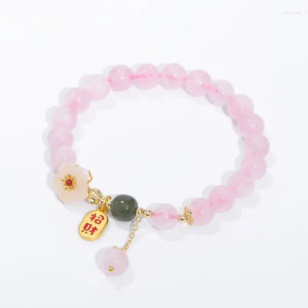 Strand Minar – Bracelet en perles pour femmes, or 14K, cuivre, couleur rose, cristal, Jade, pierre naturelle, fleur de pêche, lettre, pièce de monnaie