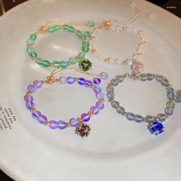 Brin Minar à la mode plusieurs opale colorée pierre naturelle CZ cubique Zircon glaçage bracelets pour femme Bracelet de perles élastiques