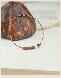 Mini Bracelet de perles en pierre de soleil, pépite de sable Flash Orange, perles porte-bonheur extrêmement fines de cinq couleurs, bijoux féminins