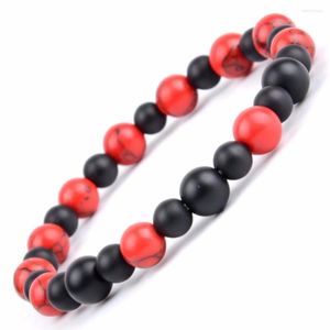 Hebra minimalista tamaño mixto pulsera con cuentas turquesas rojas cuentas de piedra pulseras brazaletes para mujeres Yoga accesorios de joyería