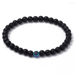 Strand MIQIAO negro 6mm pulido ojos mate cuentas de piedra cadenas de brazo pulsera para hombres niños amigos regalo Anime joyería de moda