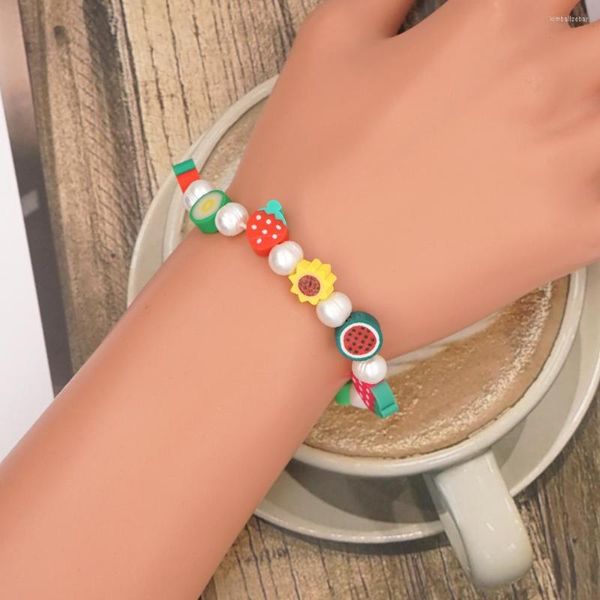 Strand Mixed Boho Estilo étnico Pulseras de perlas de agua dulce Encanto Fruta / Forma de flor Cuentas de arcilla polimérica Moda Mujer Accesorios de joyería