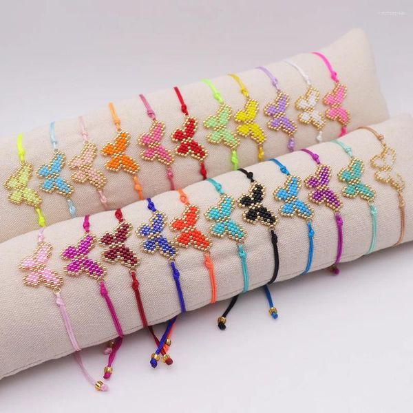 Strand Mosengkw – Bracelet Miyuki couleur bonbon, Design papillon, fait à la main, style Boho, perle de riz de luxe